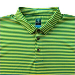 Pro Tour Polo Shirt Mens Extra Large Green Yellow Coolplay Golf Short Sleeve